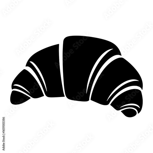 A vector silhouette of a croissant, symbolizing the elegance and simplicity of French cuisine. Perfect for elegant cafe, fine dining, or food blog designs.