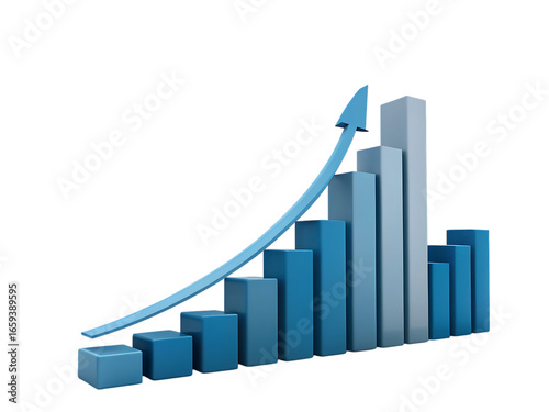 A blue arrow pointing upwards over a bar graph showing increasing growth on a black background created with generated ai Free Download A blue arrow pointing upwards over a bar graph showing increasing growth on a black background created with generated ai - GFXLoad