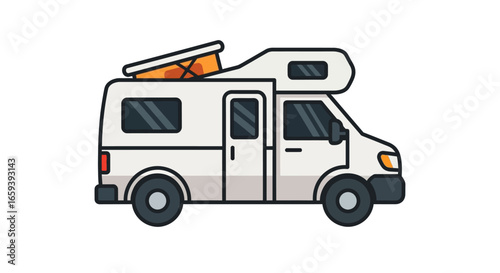 Illustrative motorhome design showcases freedom of the open road and the spirit of adventure for vacationers