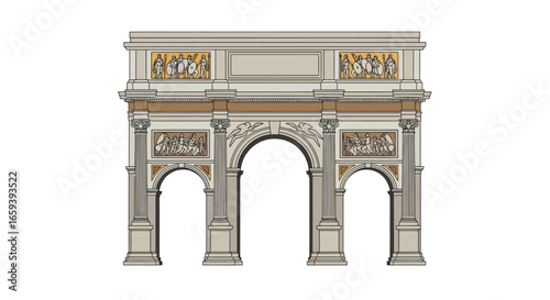 Architectural triumph, Roman arches and sculptures, timeless architectural elegance and ancient legacy, historical monument backdrop, Rome landmark