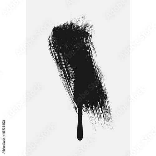 Vertical brush stroke silhouette black art vector