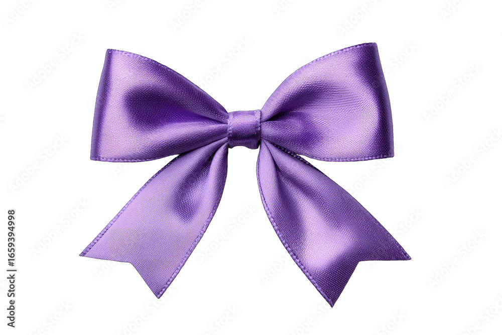 Fototapeta premium Purple satin ribbon bow, close-up