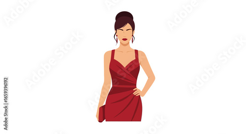 Elegant woman in a red dress ready for a glamorous evening fashion event or red carpet appearance stylish poised confident and sophisticated look 99