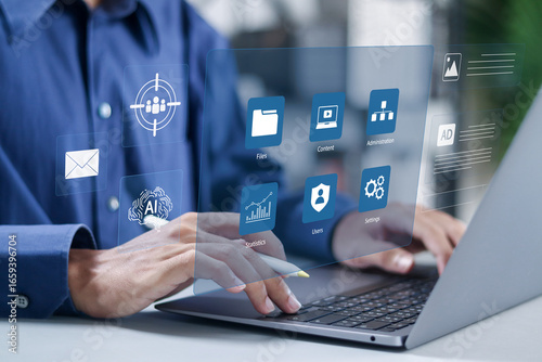 Foto Content management system, Administration, statistics, user and configuration settings, create and publish articles