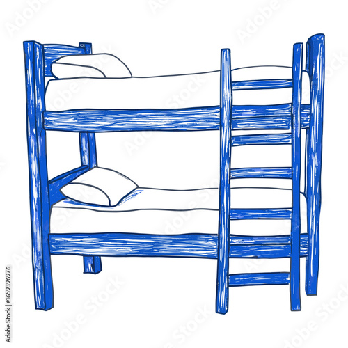 Outline of a Bunk bed drawing furniture blue vector