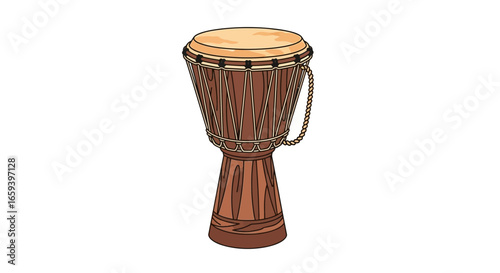 Captivating artistic representation of a traditional djembe drum with intricate details and earthy tones enhancing its cultural allure