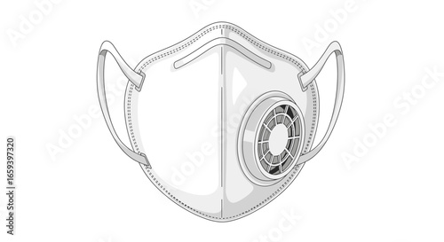 Protective Face Mask Illustration Highlighting Safety Features and Health Awareness Essential Tool for Healthcare Professionals and Individuals alike