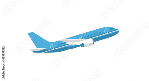 Blue Aviation: A Modern Airplane Ascending into the Sky, Illustrating Transportation and Travel Ambitions