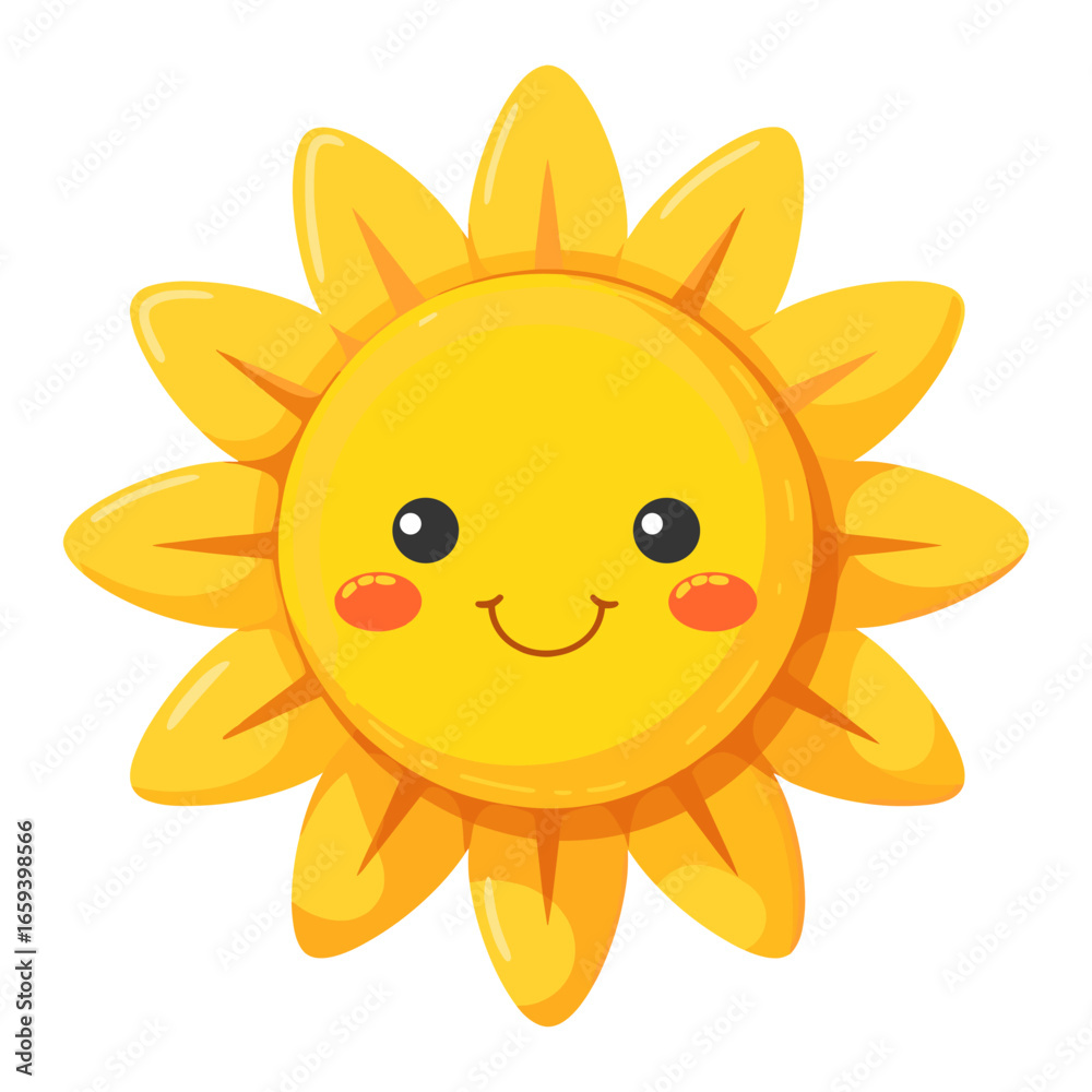 Obraz premium Cute summer sun art illustration asteraceae vector