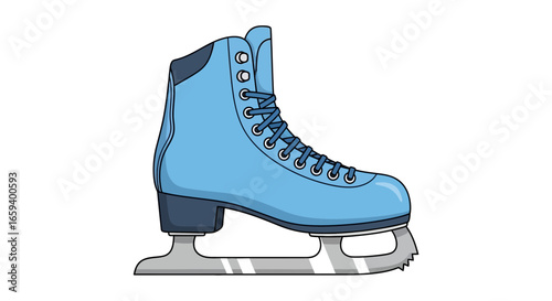 Illustration of a Blue Ice Skate Representing Winter Sports and Recreational Activities Designed for Artistic Applications