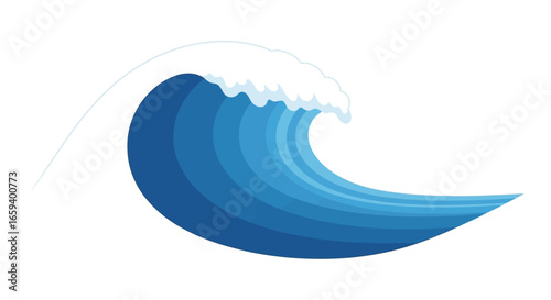 Stylized ocean swell with layered blue gradients suggesting depth and wave action providing movement and vigor