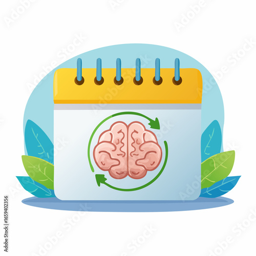 Calendar reminder for a Mental Health Day showing recharging Brain
