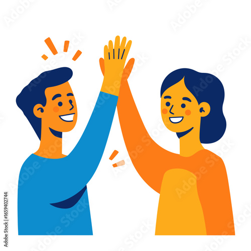 Giving a high-five illustration positive friendly vector