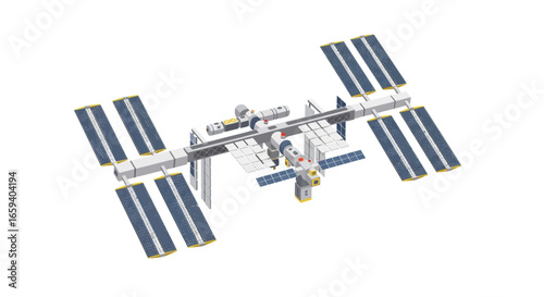 Illustration depicting the detailed structure of a modern space station in a weightless environment showcasing advancements in space exploration and
