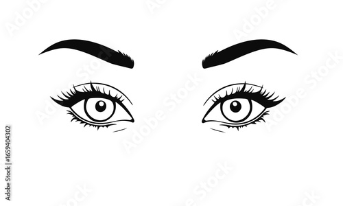 Women eyes, eyelash beauty illustrations, eyeliner makeup design, eye drawing collection, fashion sketch style	