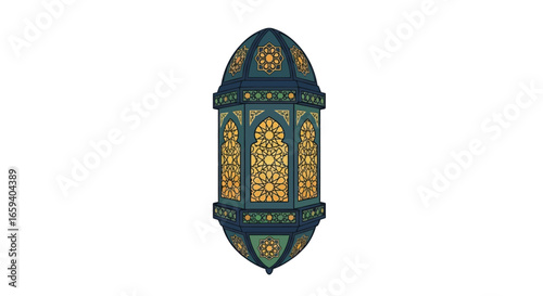 Artistic vector illustration of traditional Ramadan lantern, showcasing ornate designs and cultural significance  celebration symbol of festive