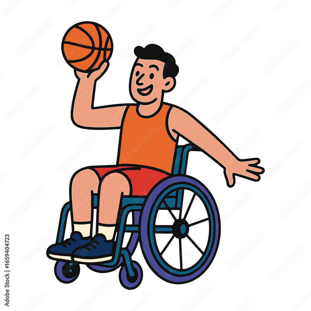 Fototapeta premium Inclusive basketball wheelchair player illustration vector