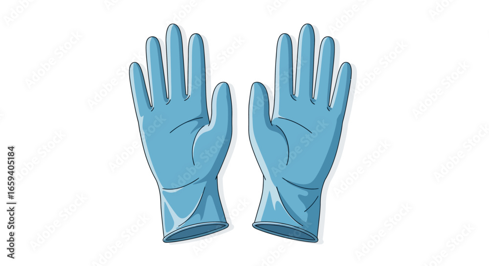 Obraz premium Pair of Protective Blue Gloves Isolated on White, Illustrating Safety and Hygiene Practices, Promoting Health and Well-being in Medical and