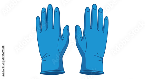A pair of pristine blue nitrile gloves, poised for work, symbolize hygienic safety and infection control with an emphasis on personal protection
