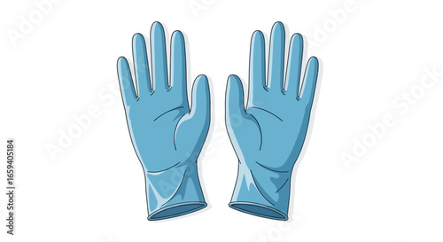 Pair of Protective Blue Gloves Isolated on White, Illustrating Safety and Hygiene Practices, Promoting Health and Well-being in Medical and