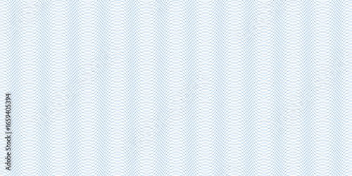 Seamless geometric blue line curves guilloche vector pattern for banknotes or certificates.