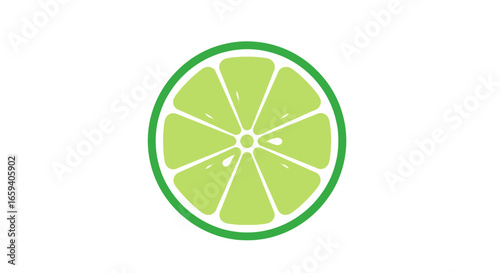Vibrant green lime slice icon illustration highlighting fresh citrus fruit graphic, with a clean aesthetic promoting summer freshness and health