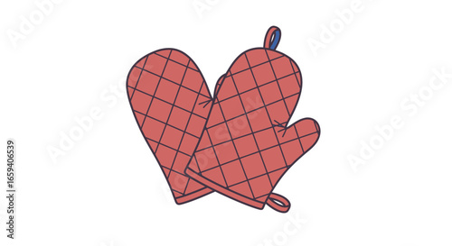 Quilted Kitchen Guardians: Illustrated Oven Mitts Ready for Culinary Adventures and Protective Hands, Kitchen Essentials 150 characters