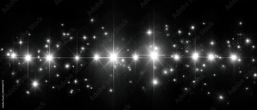 Obraz premium Sparkling light bursts on black background