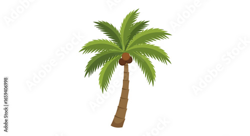 Stylized tropical palm tree illustration against a blank canvas backdrop embodying serenity and natural aesthetics, isolated vector art