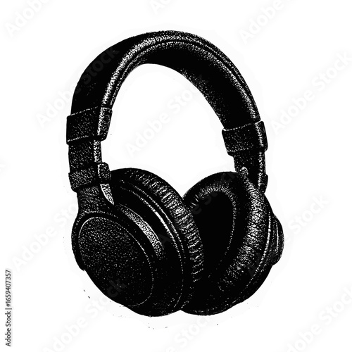 Stylish black headphones illustration vector