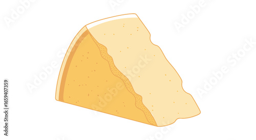 Isolated Cartoon Style Wedge of Cheese on White Background for Food Illustrations