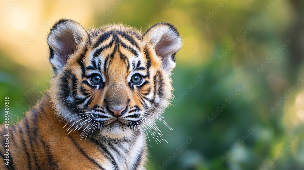 Obraz premium Close cute siberian tiger cub