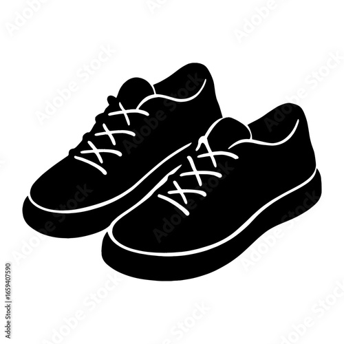 Stylish black sneakers illustration vector