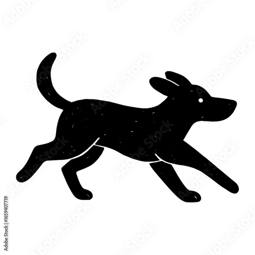 Playful silhouette running dog vector