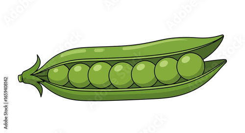 Vibrant green peas nestled within a pod, creating a fresh and nutritious food illustration that showcases nature's bounty and healthy ingredients