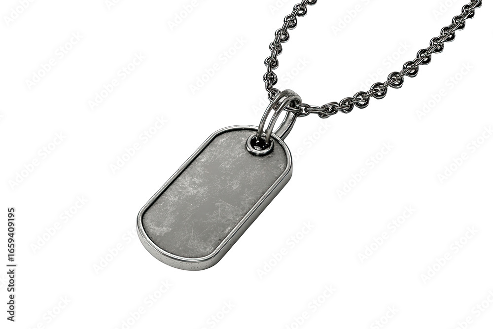 Fototapeta premium Silver dog tag pendant on a chain