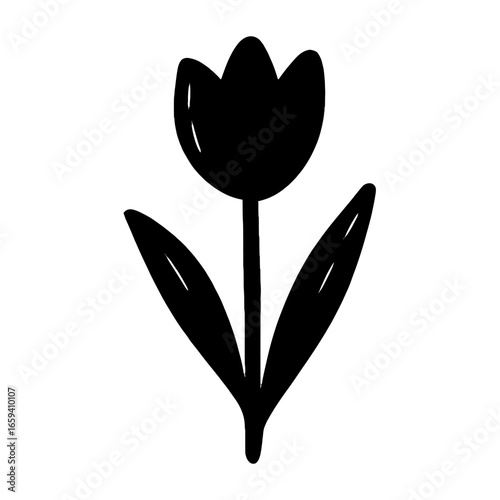 Minimalist black tulip silhouette vector
