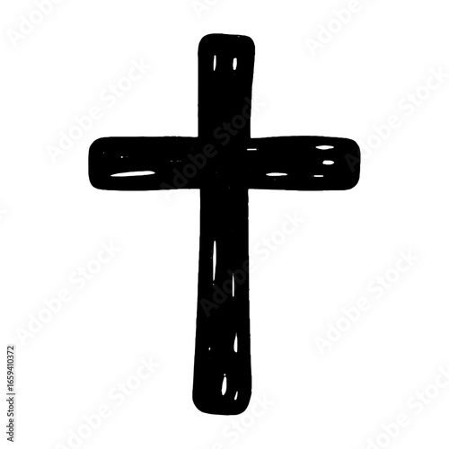 Simple black hand-drawn cross vector
