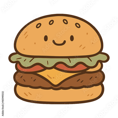 Cute cartoon cheeseburger illustration vector