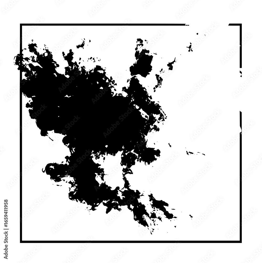 Naklejka premium Abstract black ink cloud design with square frame vector illustration for graphic design projects