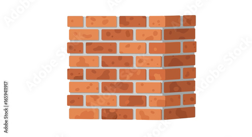 Structured brickwork depiction showcasing perspective with varied hues and detailed mortar lines exhibiting an architectural element and material