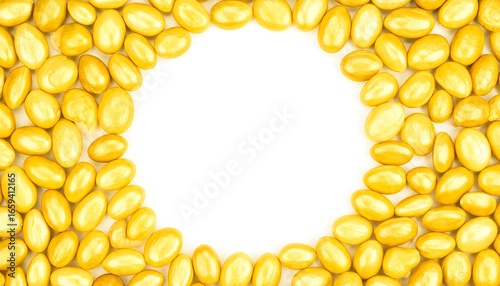 Golden round candies in a circle