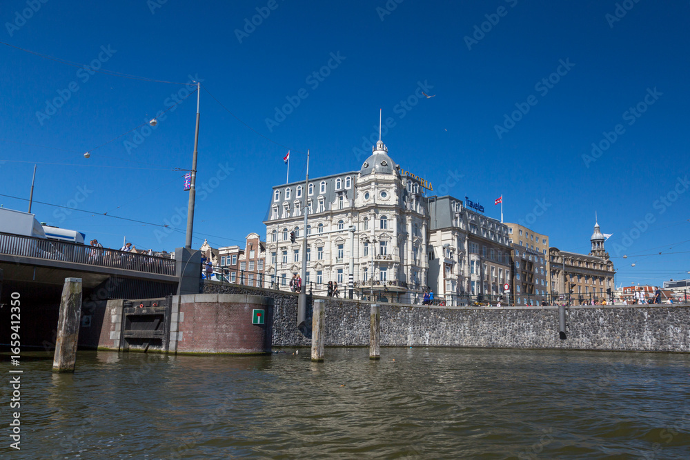 Obraz premium Amsterdam, Netherlands - July 02, 2018: View of the Park Plaza Victoria Hotel Amsterdam