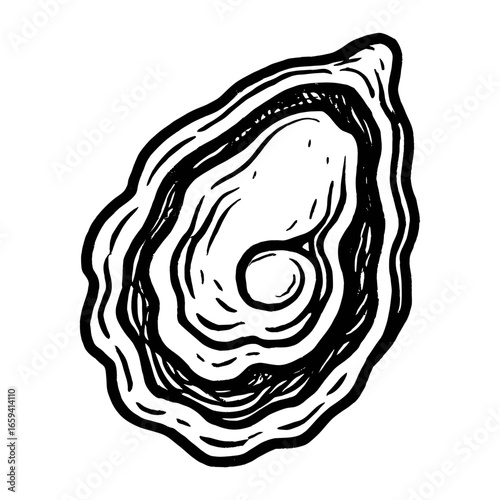 Monochrome oyster shell illustration vector