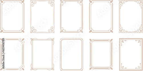 10 decorative rectangular frames with floral geometric patterns in gold beige for invitations certificates ai eps jpeg png vector