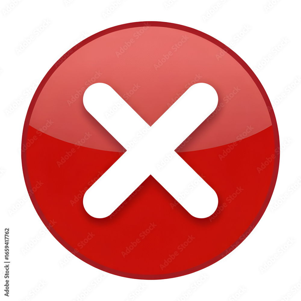 Red error icon with white cross symbol Red error icon with white cross symbol