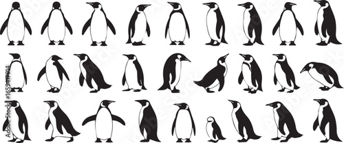 minimalist monochrome penguin icons and silhouettes vector pack ai eps jpeg png versatile wildlife design set