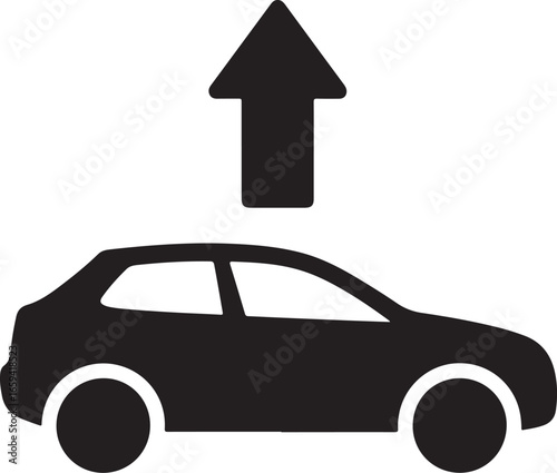Car Ahead Traffic Sign Vehicle Direction Arrow Road Symbol Icon