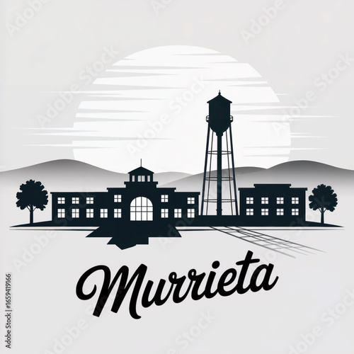 Murrieta Skyline Silhouette — A Scenic Southern California City in the Temecula Valley Vector Illustration
