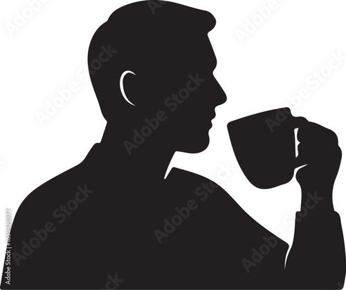 Man holding a cup silhouette design